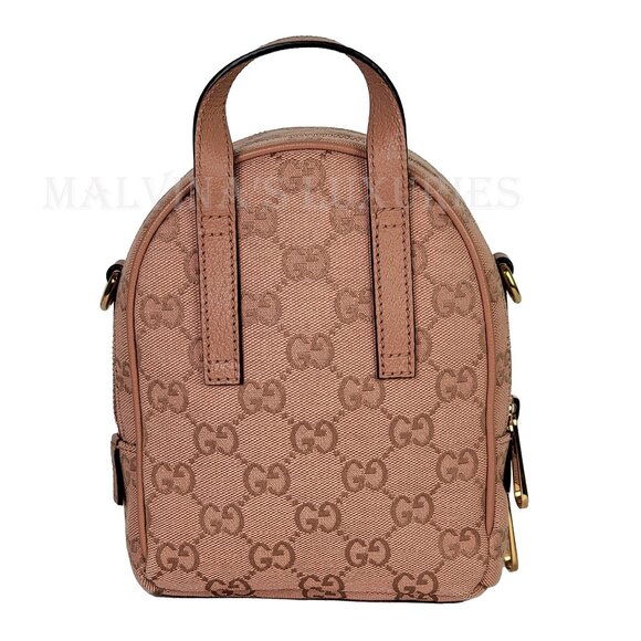 GUCCI BAG 739701 OPHIDIA MINI CROSSBODY PINK GG CANVAS ROSE HARDWARE - Picture 6 of 16